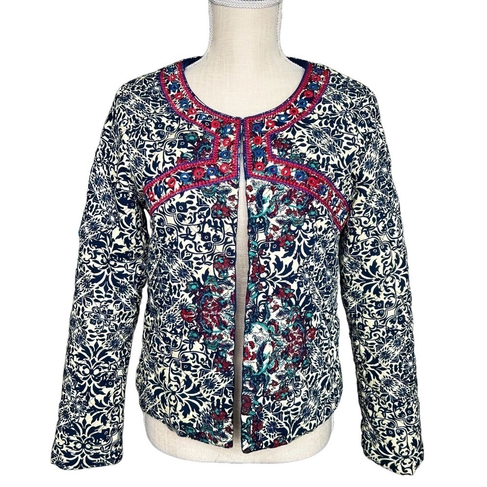Boutique Trafaluc Quilted Embroidered Jacket Size L